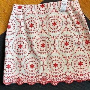 LOFT gorgeous Floral Embroidered Mini Skirt in orange and white